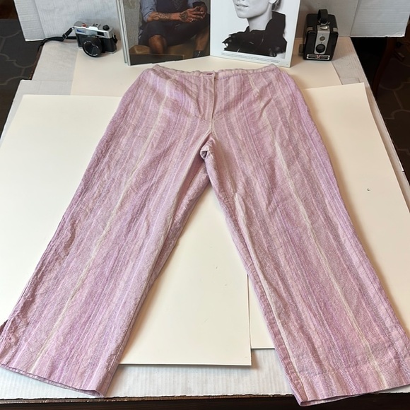 Dialogue high waisted linen and cotton capris blend trouser pants - Picture 1 of 16